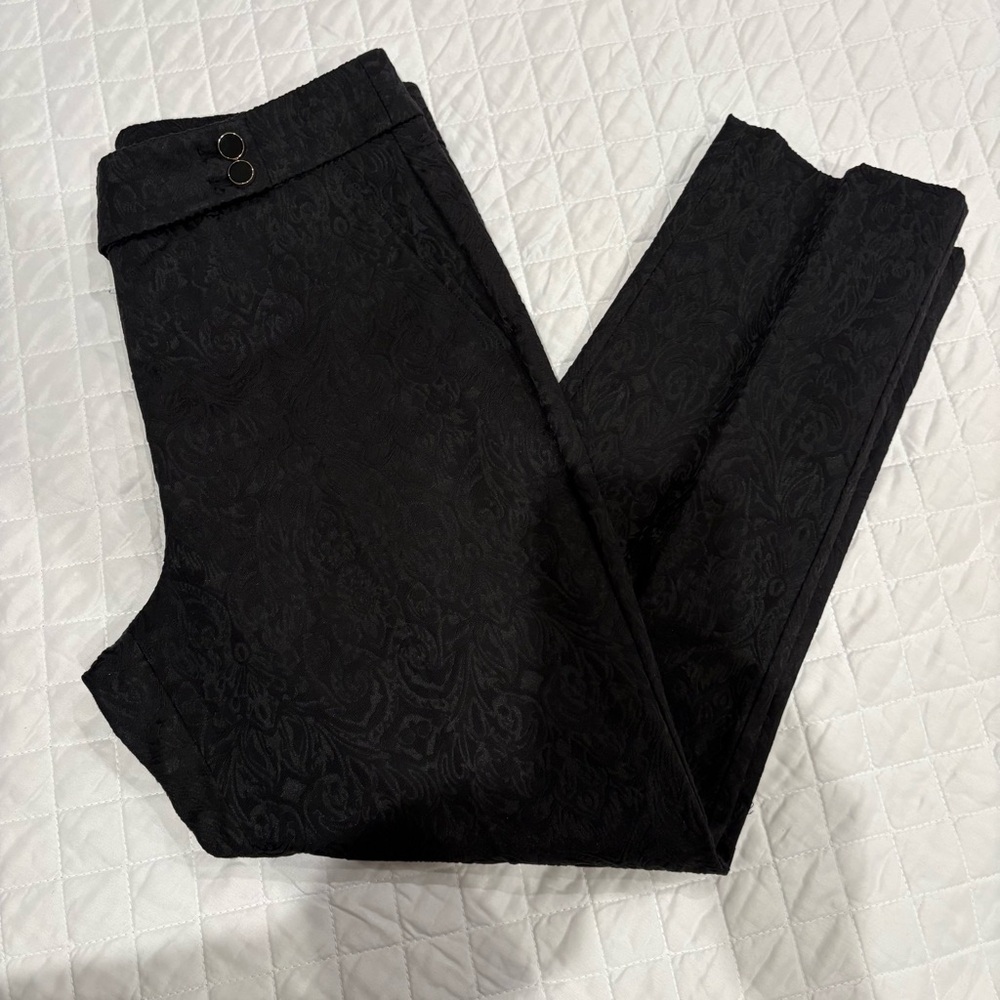 White House Black Market Black Textured Trousers, Women’s Size 10